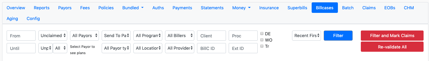 Billcase start claim