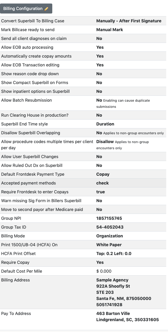 Billing configuration1