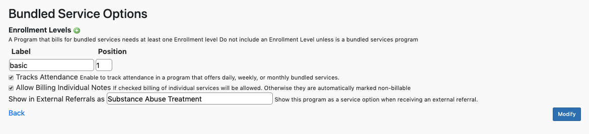 Program bundled service options