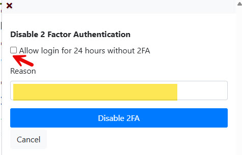 Disable 2fa window